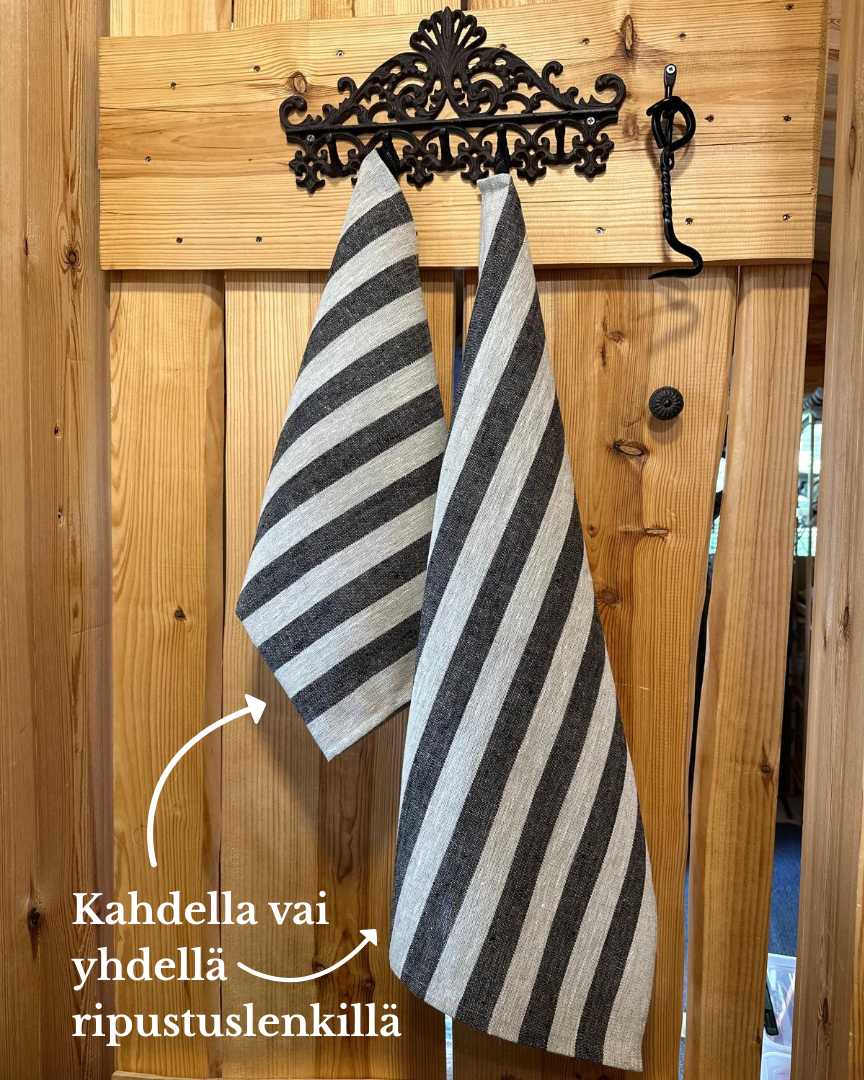 köökki Keittiöliina Pellava, mustaraita - Image 2